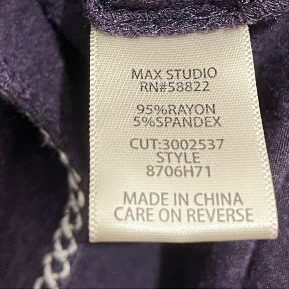 Max Studio Purple Knit Top | Puff Sleeves | Contrast Trim | Size S - Picture 4 of 10